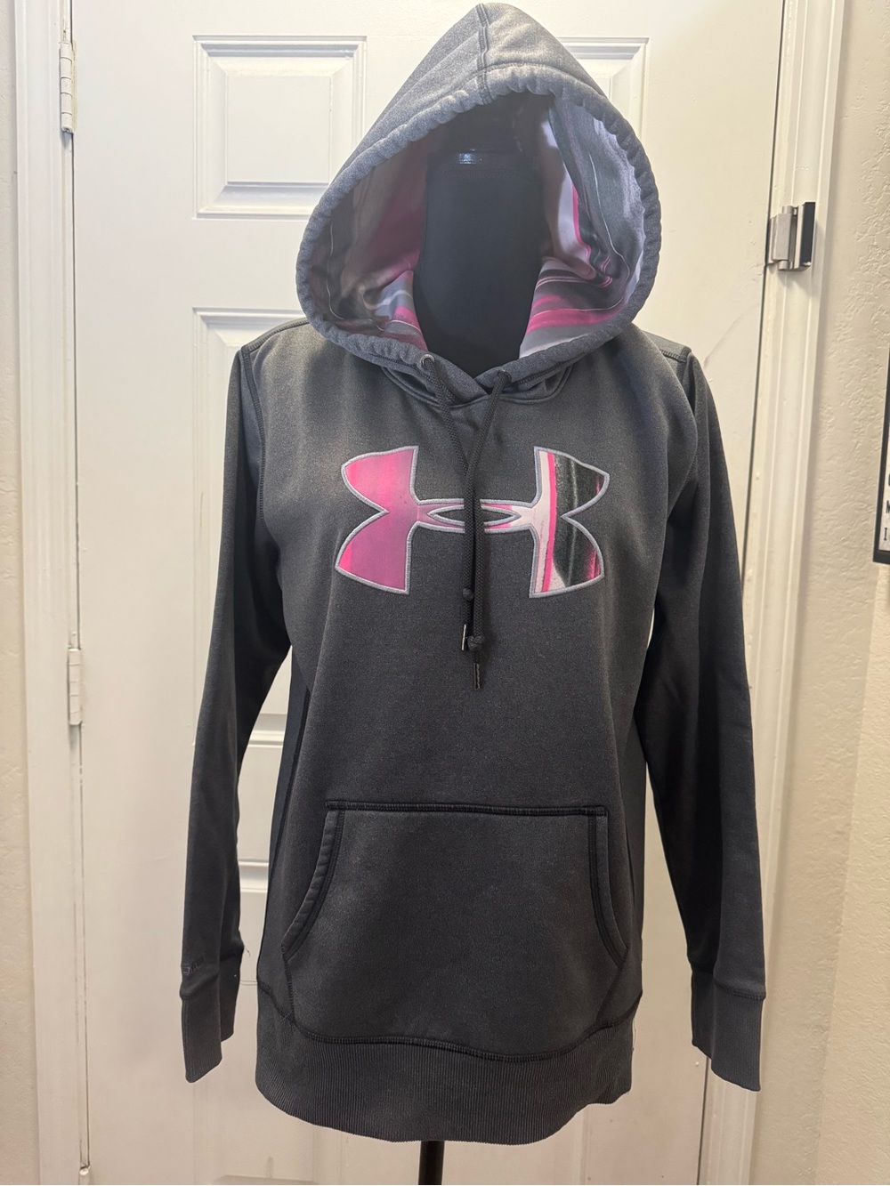 Under Armour Gray Hoodie with Pink Logo